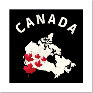 Canada Map Maple Leaf Canadian Pride Posters and Art
